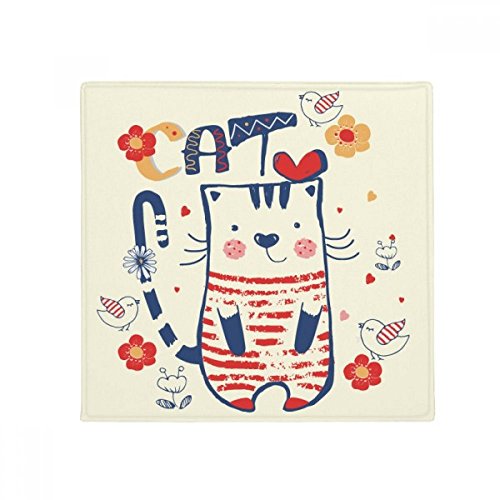 Tapis chat oiseau mignon antidérapant multicolore 80x80cm