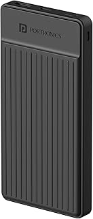 Portronics Luxcell B12 10,000mAh 12W Power Bank, Ultra Slim Power Bank with USB-A Output Port & Dual Input Ports (Micro & Type C) | BIS Certified | Free Type C Cable| Made in India(Black)