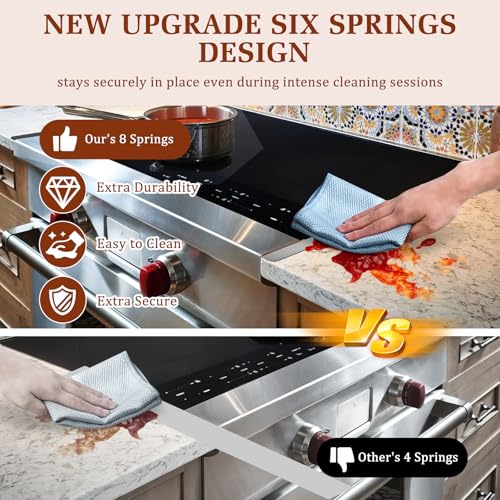 Image of Stainless Steel Stove & Counter Top Gap Covers Adjustable Length 13.8 inch-27.6 inchOven Side Filler Kit Between, Heat Resistant Slide-in Range Trim Guard for Seamless Kitchen Accessories (Silver)