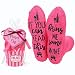 Bring Me Wine Fuzzy Pink Socks - Novelty Cupcake Packaging for Her - Birthday Gift Idea for Women, Mom, Wife, Sister, Friend, Aunt or Grandma - 1 Pair Christmas Stocking Stuffers
