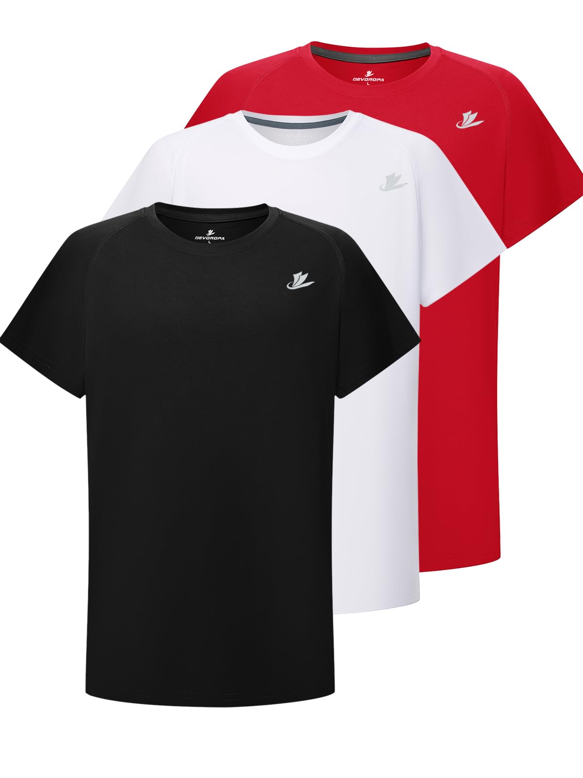 DEVOROPA Youth Boys Compression Shirt Long/Short Sleeve Football Baseball Undershirt Quick Dry Kids Sports Baselayer Crewneck