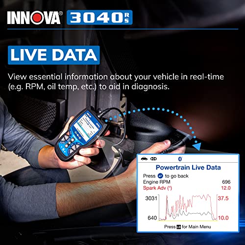 Innova 3040Rs, Obd2 Scanner, Live Data Streamer, Battery/Alt Tester, Reset Check Engine Light/Brake Light/Oil Light, Free Mechanic Recommended Fix & Parts & Est Repair Cost, Lifetime Free Update #TOP5