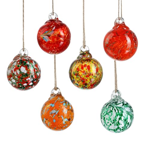6 Pack Hand Blown Glass Balls Ornaments Hanging Witches Ball Gazing Ball
