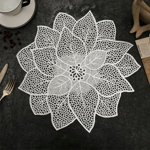 Lot de 10 sets de table argentés en forme de fleur 38 cm cuisine repas - 2