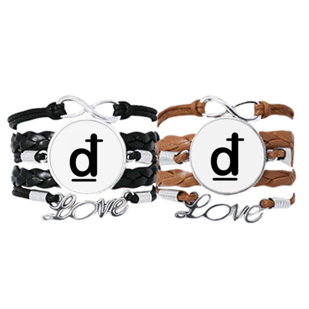 DIYthinker Currency Symbol Vietnamese Dong Bracelet Hand Strap Leather Rope Wristband Double Set Gift