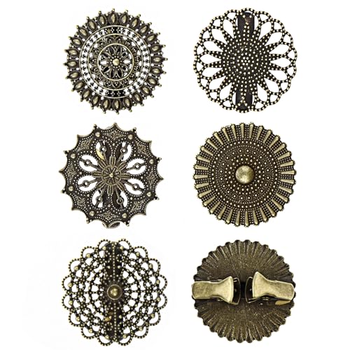 5er Set Vintage Strass-Clips Für Strickjacken - Gold/Silber/Blau Steckknöpfe