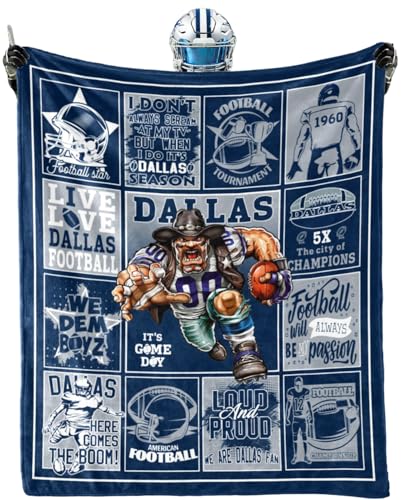Football Gifts, Football Blanket Gifts For Boys Men Women Football Lovers, Football Fans Team Color Blanket, Football Coach Gifts, Football City Gifts Ideas For Sofa Bed Couch Throw Blanket 60"X50" -  jaarnah, QILiU_638879604-Black-342