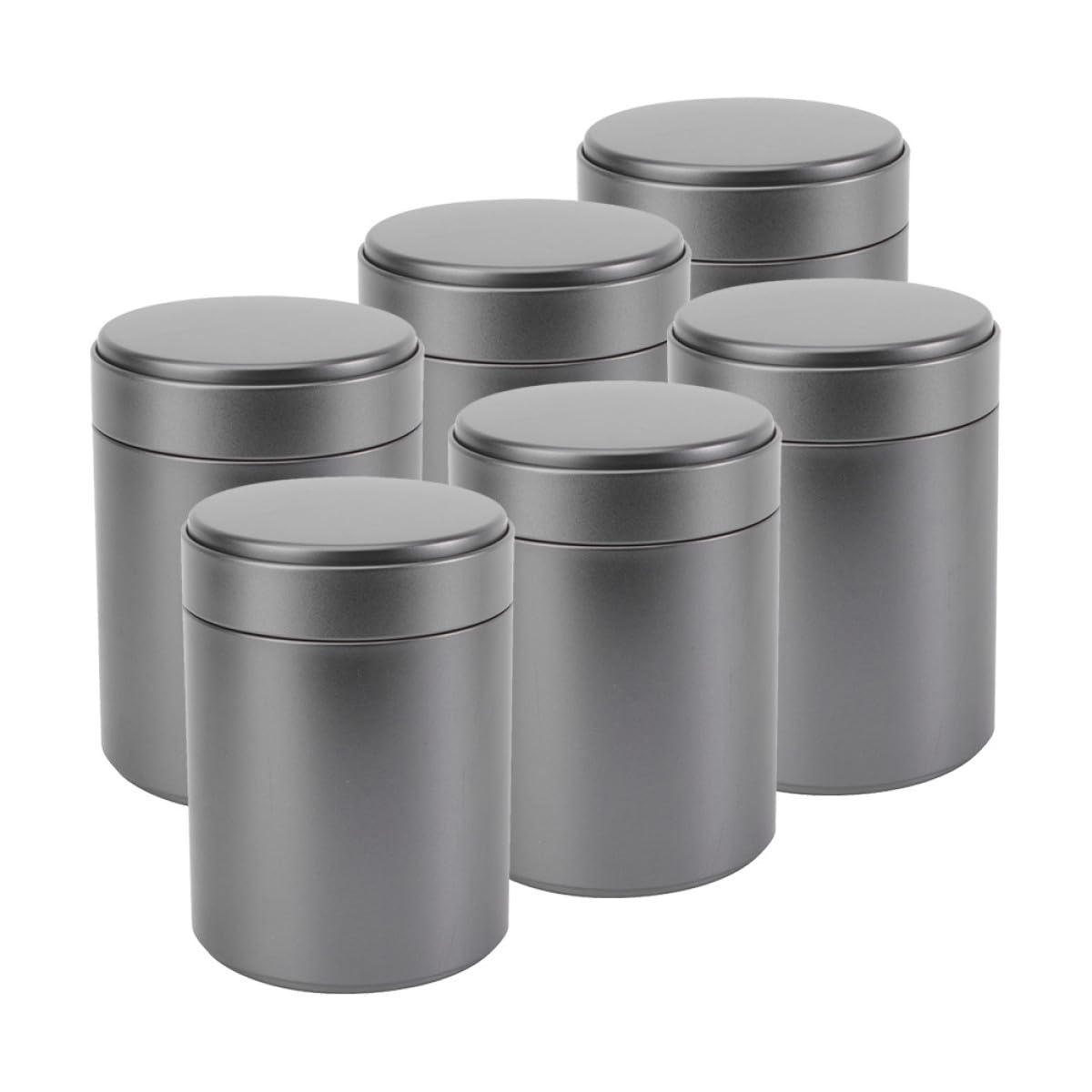 KICHOUSE 6 Stück Luftdichte Metalldosen aus Weißblech für Losen Tee und Trockene Lebensmittel Zylindrische Teedosen mit Sicherem Deckel für Küche und Vorrat