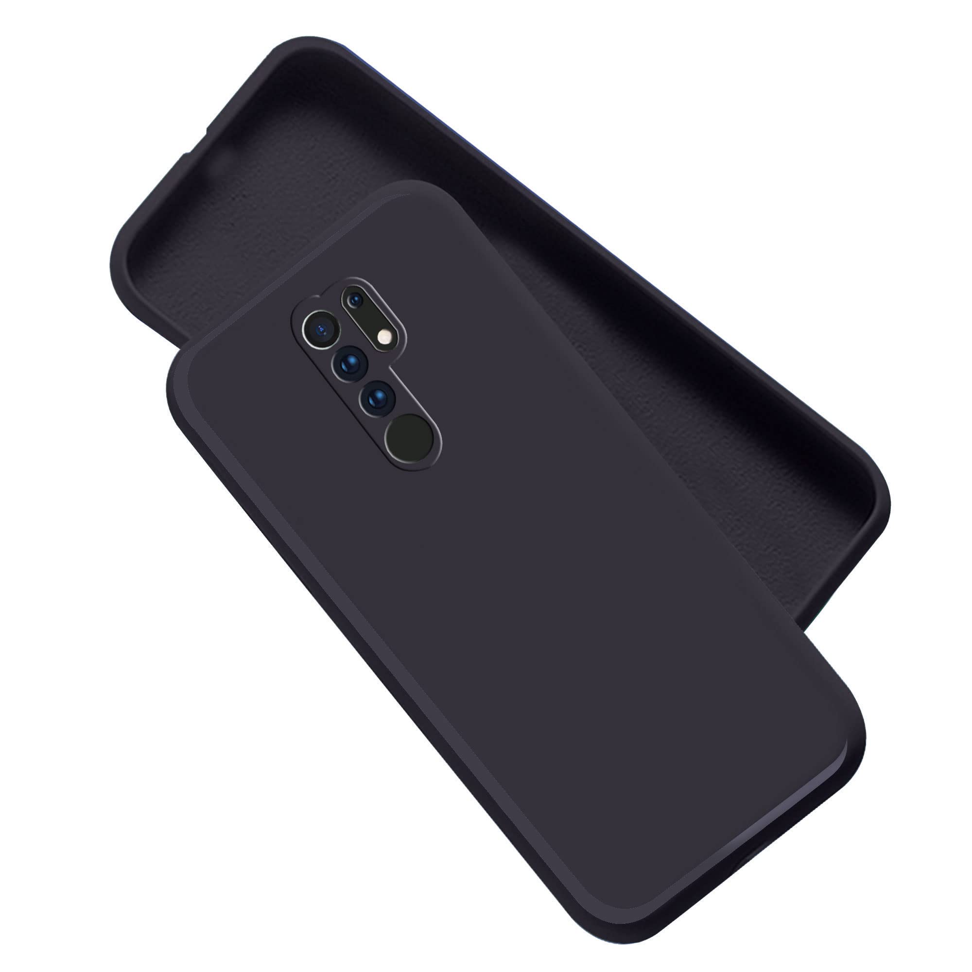 A rtistque Liquid TPU Silicone Matte Shockproof Flexible with Camera Protection Soft Back Cover Case for Xiaomi Redmi 9 Prime/Poco M2 -Black