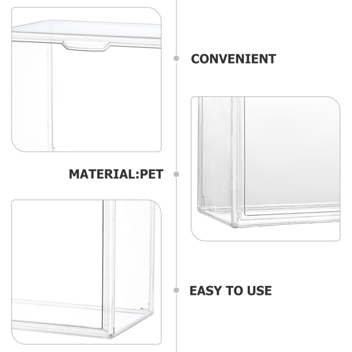 ERINGOGO Vetrinetta Espositiva per Figurine, Display Box Trasparente Medio, Pet, Porta Magnetica, Antipolvere, per Scarpe e Statuine, per Esposizione Indoor