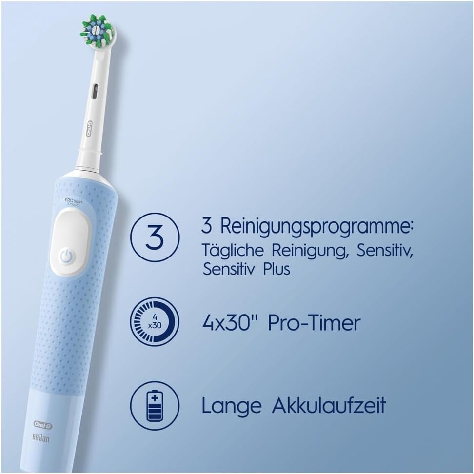 Oral-B Vitality Pro Brosse À Dents Électrique Bleue, 1 Brossette, Conçue Par Braun