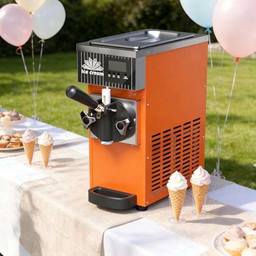QJJML Máquina De Helado Suave De Sobremesa, Capacidad De 4-5 L/H, Panel De Control Digital LED, Máquina De Helado De Un Solo Sabor para Pequeños Negocios Y Eventos Domésticos Orange-4.7l