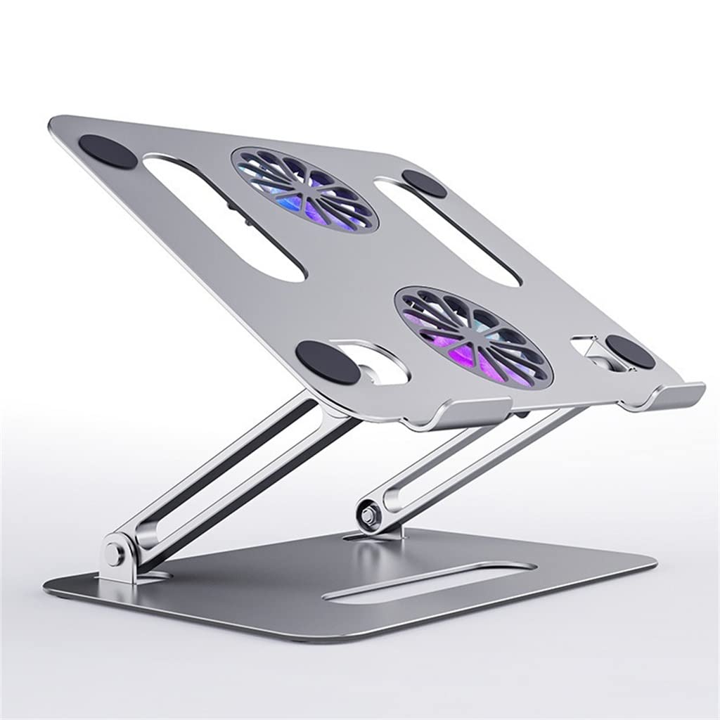 Foldable Laptop Cooling Stand Desk Dual Cooling Fan Adjustable Base Aluminum Stand for Laptop Color B Size 24