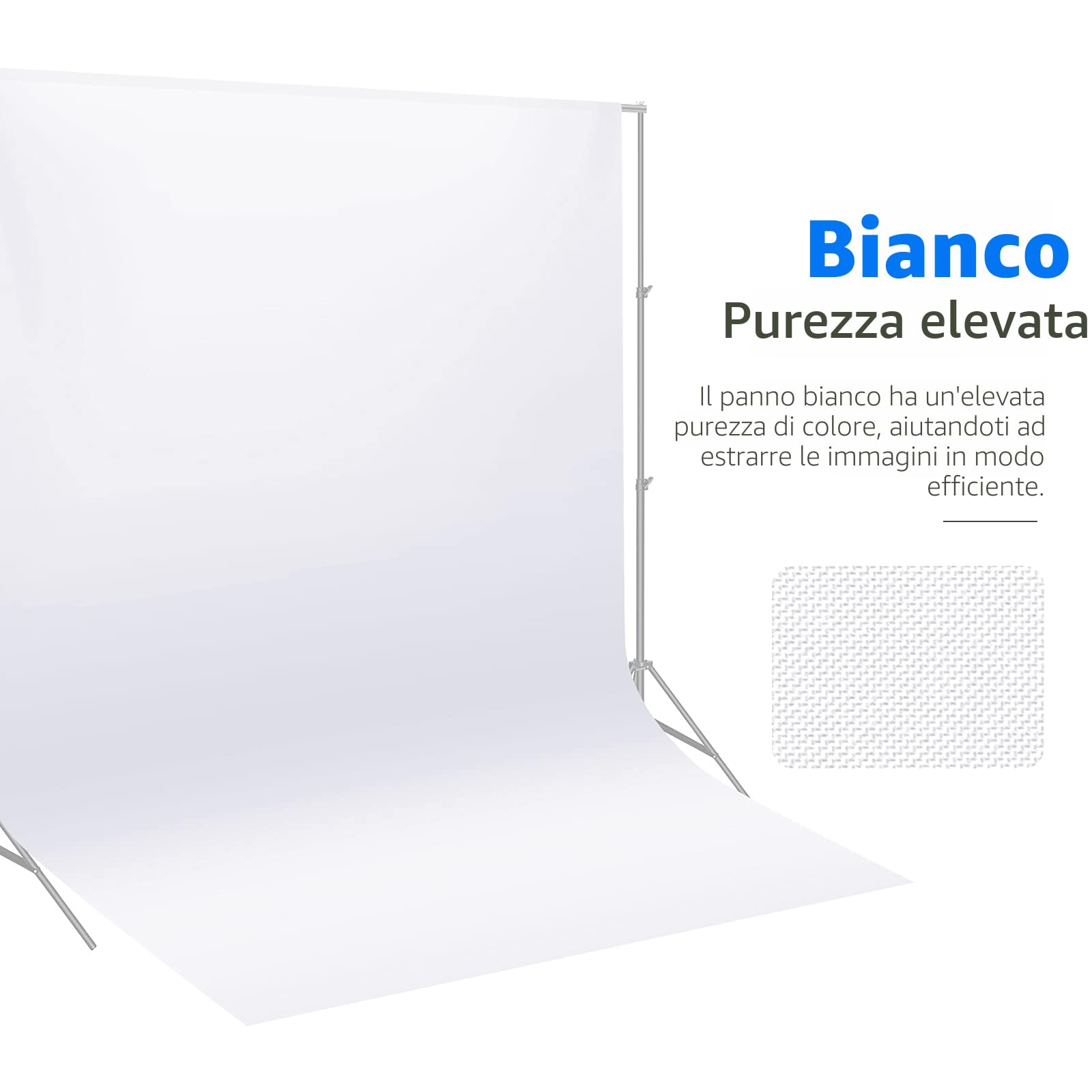 NEEWER Fondale Pieghevole per Studio Fotografico 1,8x2,8 metri in Puro Poliestere al 100% per Fotografia, Video e Televisione (Solo Sfondo) - Bianco