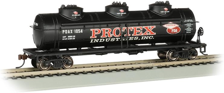 Bachmann PROTEX Industries 40' Three Dome Tank Car Model - Prototypical Black