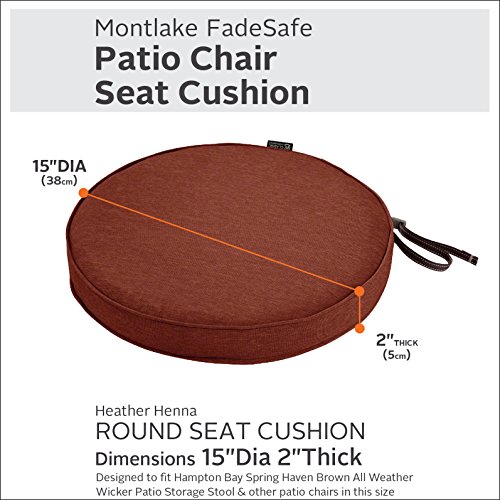 Classic Accessories Montlake Fadesafe Water-Resistant 15 Dia X 2 Inch Patio Dining Seat Cushion, Heather Henna Red, Patio Furniture Cushions #TOP12
