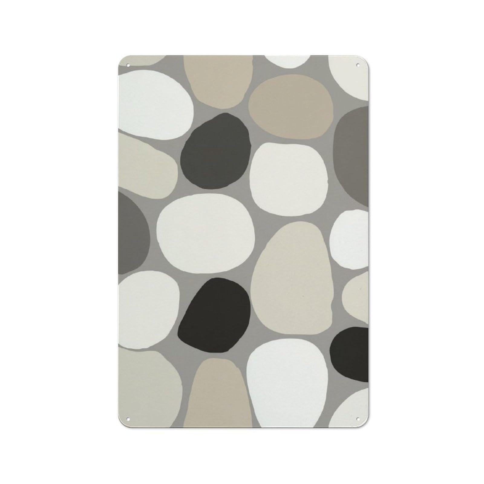 Jubonexis Organic Pebble Taupe And Gray Minimalist Scandinavian Tin Metal Signs Wall Art Decorations for Bar Pub Club Cafe Room Farmhouse White 30x20cm