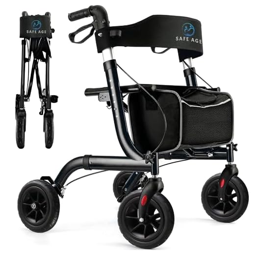 Safe Age® Rollator lichtgewicht en opvouwbaar - zitfunctie - voor binnen en buiten - Rugleuning en wandelstok houder