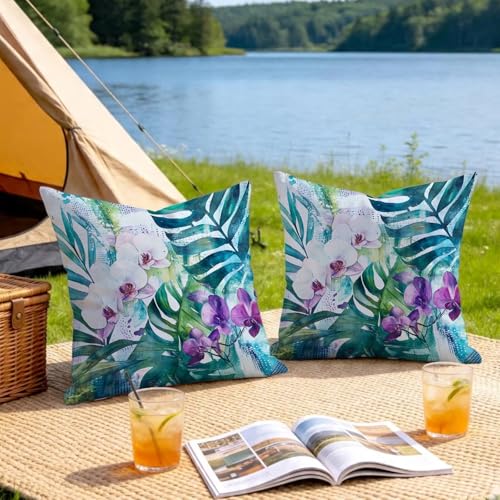 Coussin extérieur imperméable 80 x 80 cm housse déco bleu violet canapé - 8