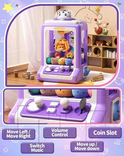 Jovow Claw Machine for Kids, Mini Vending Machine with Game Coins & Music, Prize Dispenser Toys for Girls and Boys, Electronic Claw Game Machine for Party Birthdays, Includes 30 Mini Toys - Thumbnail 5