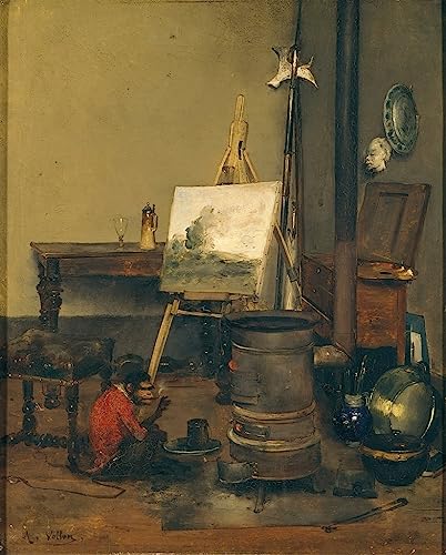 Tableau le singe du peintre d'Antoine Vollon - Impression d'art mural vintage 60x90cm