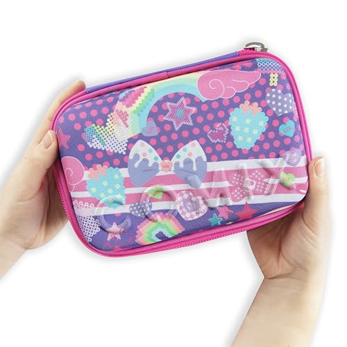 Comix Ultra Bright - Astuccio Scuola, Astuccio Maxi Zip Per Bambino E Bambina, Con Set Cancelleria Incluso Con Penna Cancellabile Blu E Rossa E Molto Altro, Cover Rigida E Tirazip, 14,5X6,5Hx21 Cm - 3