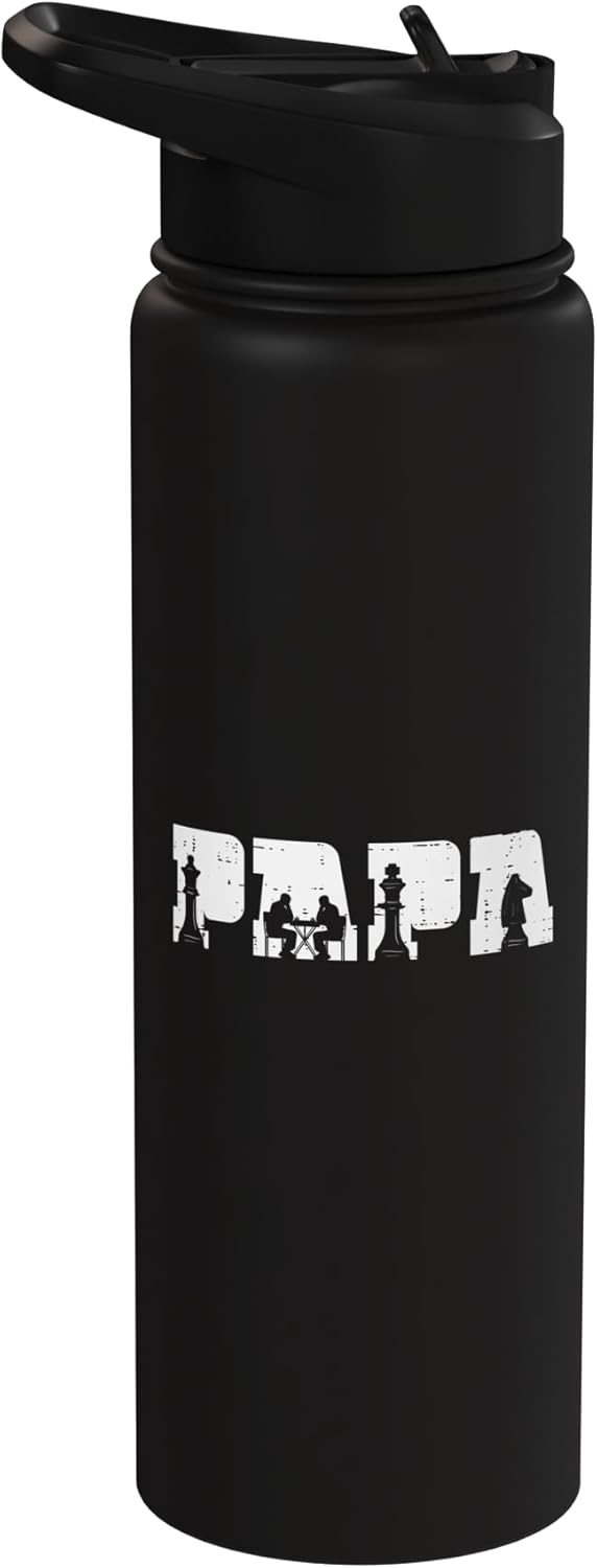 Papa Chess Family Matching Player Master Dad Daddy Papa Men Stainless Steel Insulated Water Bottle