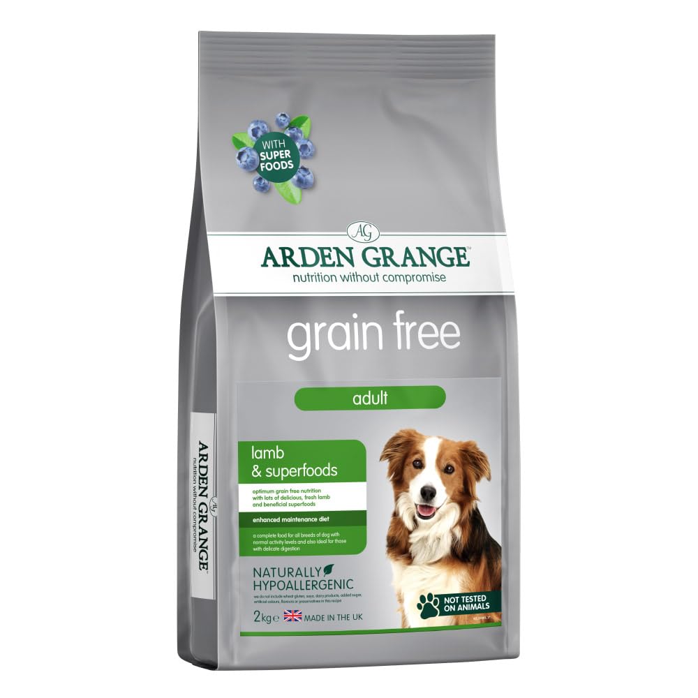 Arden Grange Grain Free Adult Lamb & Superfoods Dry Dog Food 2 kg - 43% Lamb with Sweet Potato - Hypoallergenic Recipe with Prebiotics, Joint Support and Natural Antioxidants - Made in England