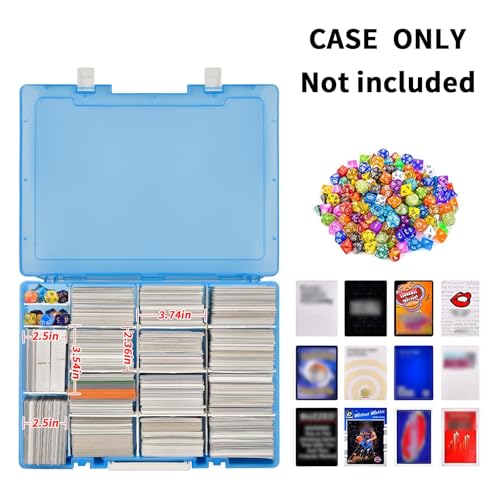 Xuerdon Trading Card Storage Box, 2300+ Playing Card Case Holder Organizer Compatible with PM TCG/for Yugioh/for CAH/for Phase 10/ for Topps Football Baseball Sports Cards (Case Only) - Blue