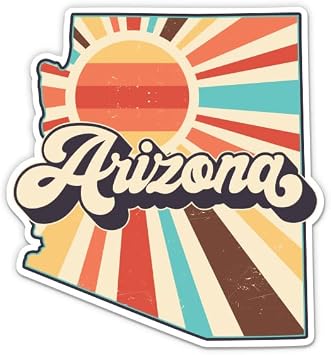 Arizona Retro Style State Vinyl Sticker - Car Phone - 3"