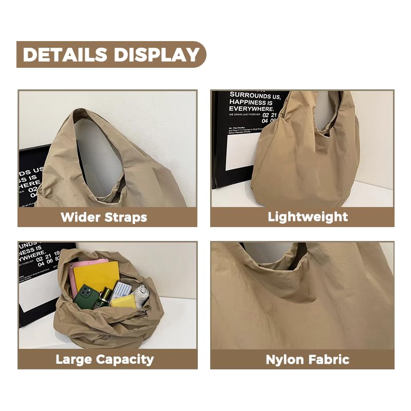 Large Capacity Slouchy Hobo Bag for Women Fashion Casual Versatile Shoulder Purses Solid Color Draped Tote Bag4