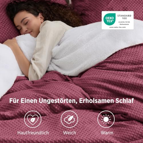 BEDSURE Flanell Bettwäsche 135x200 2tlg. - Weinrotes Set, 80x80 Kissen – Ansicht 3
