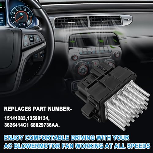 Image of Blower Motor HVAC Resistor Control Module Motor Resistor Replaces OE# 15141283 13598134 Compatible with Silverado Suburban Tahoe Camaro Equinox Chrysler Opel