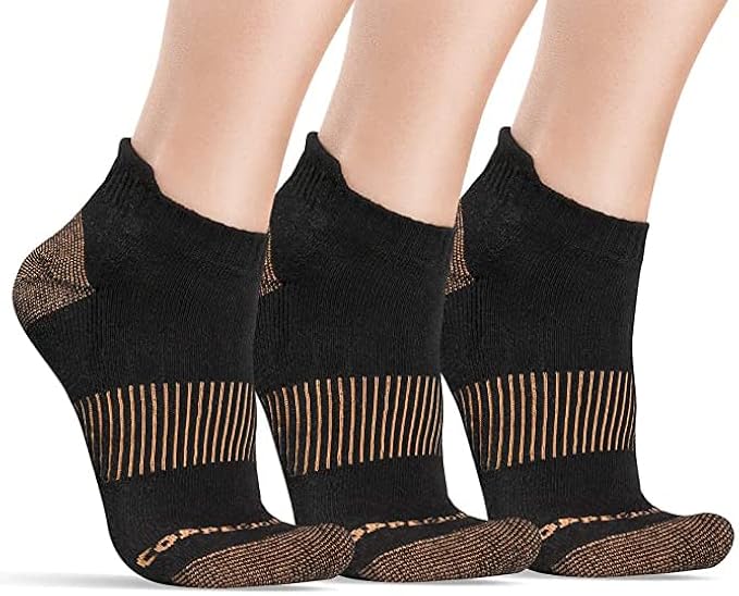 CopperJoint Copper Compression Socks Men & Women - Arch Support Socks - Moisture Wicking Ankle Compression Socks