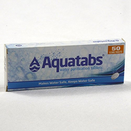 Emergency Water Purification Aquatabs Travel Pack - Box of 50 (x 10)