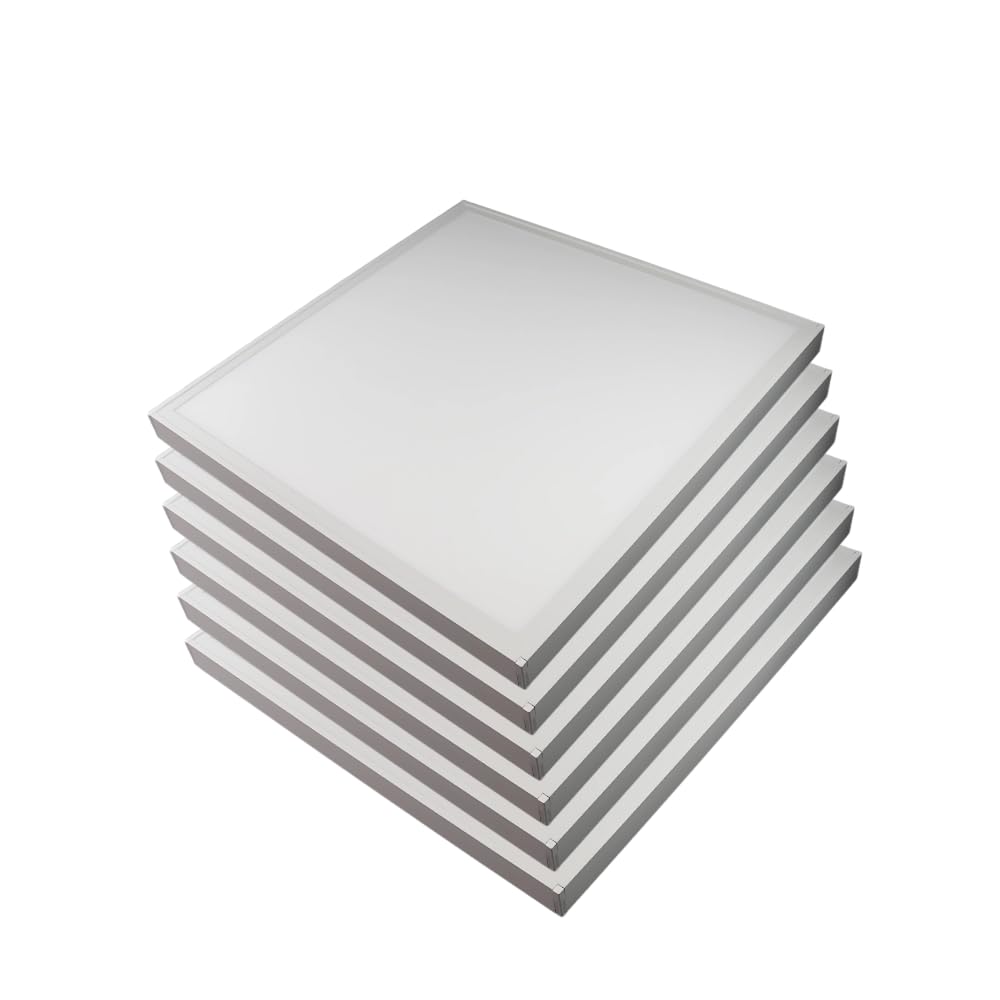 ENOVALITE LED Panel, Deckenleuchte, 62x62cm, 3600lm, 4000K, 36W, inkl. Trafo, Rasterleuchten, Einlegeleuchte, Büroleuchten (mit Aufbaurahmen, 6 Stück)