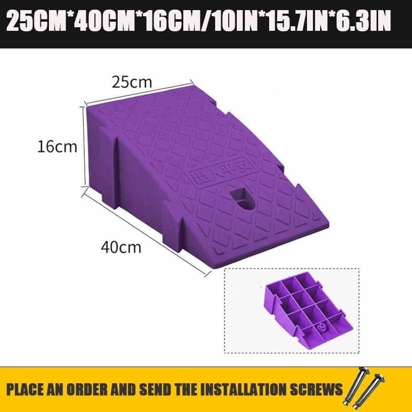 Rampa krawężnikowa Podjazd dla wózków inwalidzkich, Podjazd dla wózków inwalidzkich z tworzywa sztucznego, Mata antypoślizgowa na podjazd(Purple,10in*15.7in*6.3in)