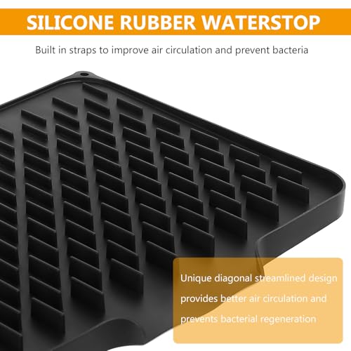 2 PcsAlfombrilla Escurreplatos de Silicona, Alfombrilla para secar Platos, Alfombrillas de Drenaje Antideslizantes, Alfombrilla Secado de Platos para Fregadero Encimeras de Cocina,40x30cm/25x13cm - imagen 5