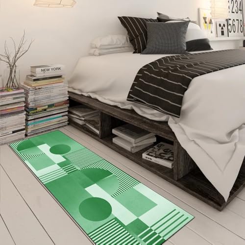 Alfombra de pasillo lavable verde moderna para suelos resbaladizos 3