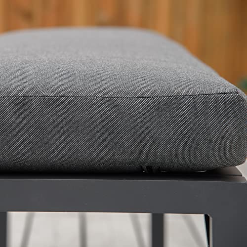 Outsunny 4 Piece Patio Furniture Set, Outdoor L-Shaped Sectional Sofa With 2 Couches, Bench, Dining Table, Cushions, Aluminum Outside Conversation Set, Gray #TOP7