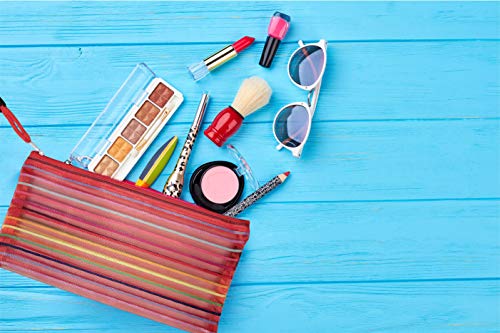 Selizo 6 Pcs Pencil Pouch Plastic Pencil Cases Zipper Mesh Pouch Bag For Office Pen Cosmetic Makeup #TOP6