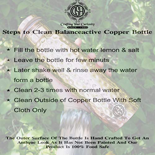 Image of DSH Copper Bottles for Water 1 Litre Printed Design with Fine Art Work, Yoga Water Bottle 1000 ML (Color 07)