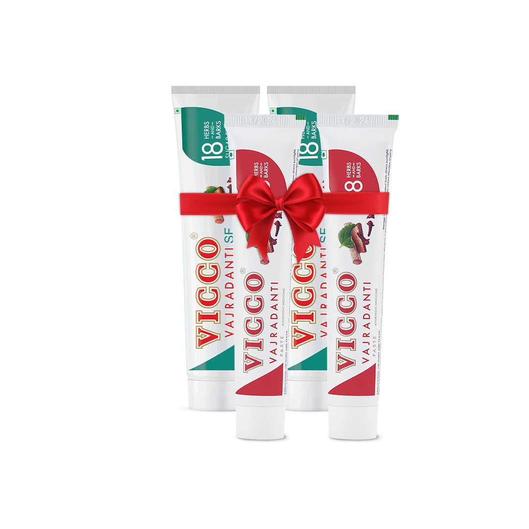 Vicco Vajradanti Ayurvedic Regular Toothpaste + Vajradanti Sugar Free Paste for Healthy & Strong Gums with Goodness of 18 Essential Herbs & Barks [160G | Pack of 4]-picture-26