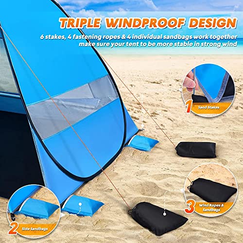 Pop Up Beach Tent For 4 Person Easy Setup And Portable Beach Shade Sun Shelter Canopy With Upf 50+ Uv Protection For Family Size #TOP7