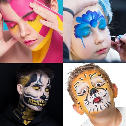 Image of UCANBE Face & Body Paint, Water Activated SFX Makeup Palette - Extra Large White & Black Pan, Professional 18 Color Safe Non Toxic Art Painting Kit for Halloween, Cosplay, Parties, Theater & Stage