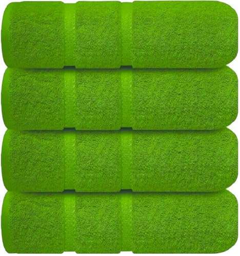 Image of Wholesale Trade Dealz Large Jumbo Bath Towels Pack of 4, 6 & 12 100% Egyptian Cotton Super Soft 500GSM High Absorbent Quick Dry Big Bathroom Towels Set (4, Lime Green)