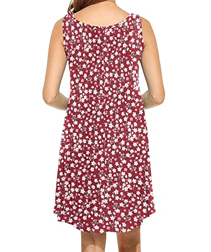 Molerani Women's Casual Swing Simple T-Shirt Loose Dress(Red Flower,M) #TOP2