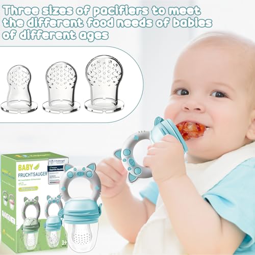 Miniatura 7 de Chupete Fruta Bebe - Chupete Para Fruta Bebe, 2 Alimentador Antiahogo 8 Tetinas De Silicona 3 Tamaños Diferentes , Cosas Para Bebes Mordedor Fruta, Azul Verde