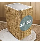Outdoor Trash Can With Lid Yatmung Decorative Trash Can With Faux Grass Lid - 2.6 Gal Small Bathroom Garbage Bin, Cream & Gold Trash Can For Bathroom