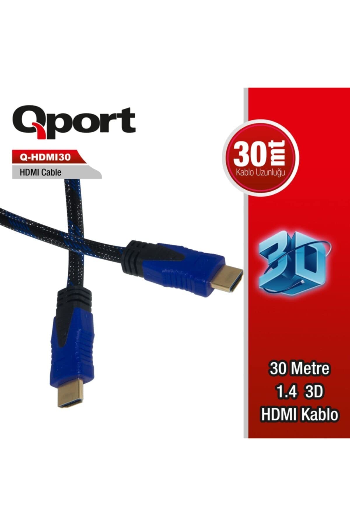 Qport Q Hdmi30 30 Metre Altın Uçlu Hdmi Kablo